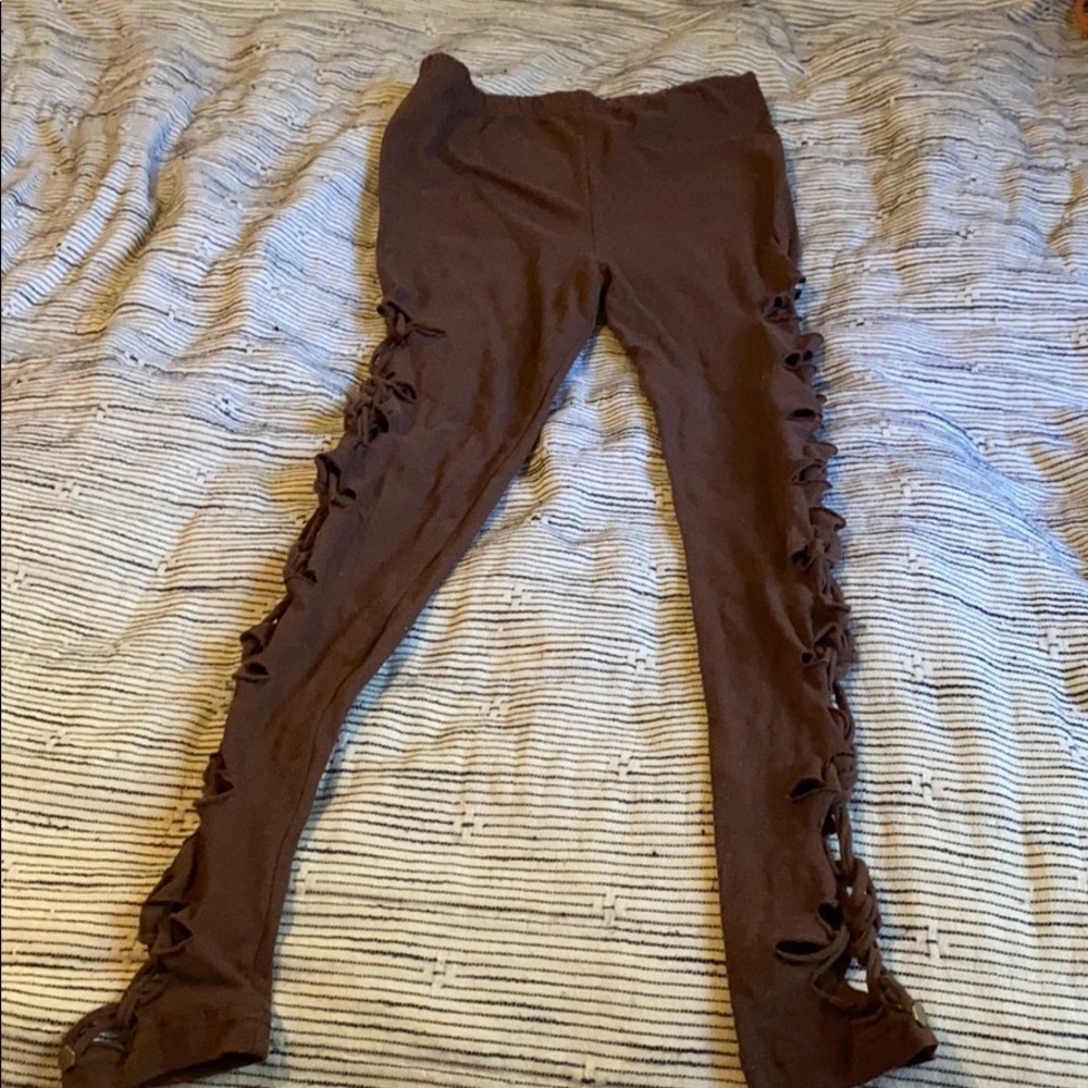 Braided brown leggings festival fashion